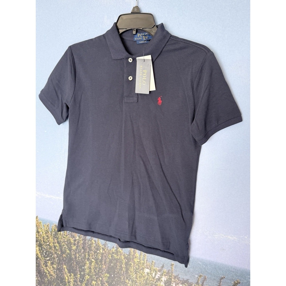 Polo Ralph Lauren Polo Boys Size M (10-12) Navy Blue Red Pony Logo Short Sleeve